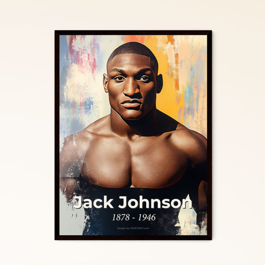 Portrait of Jack Johnson, 1878 - 1946. Impressionistic painting of a man posing for a picture.