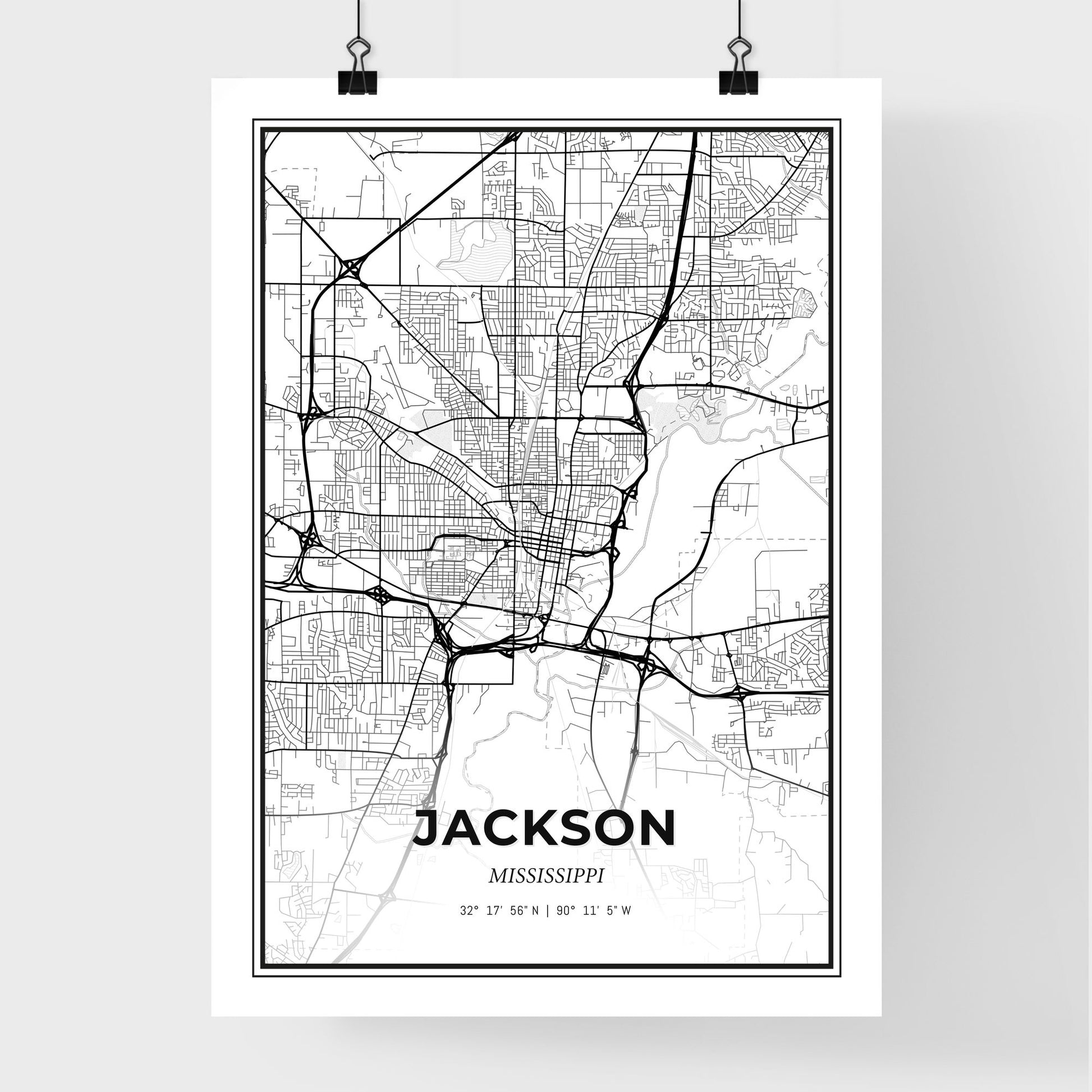 Jackson Mississippi - Premium City Map Poster