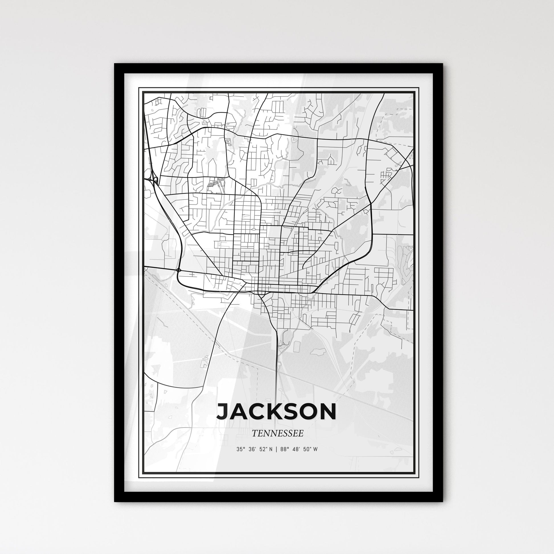 Jackson Tennessee - Scandinavian Style City Map for Modern Home Decor