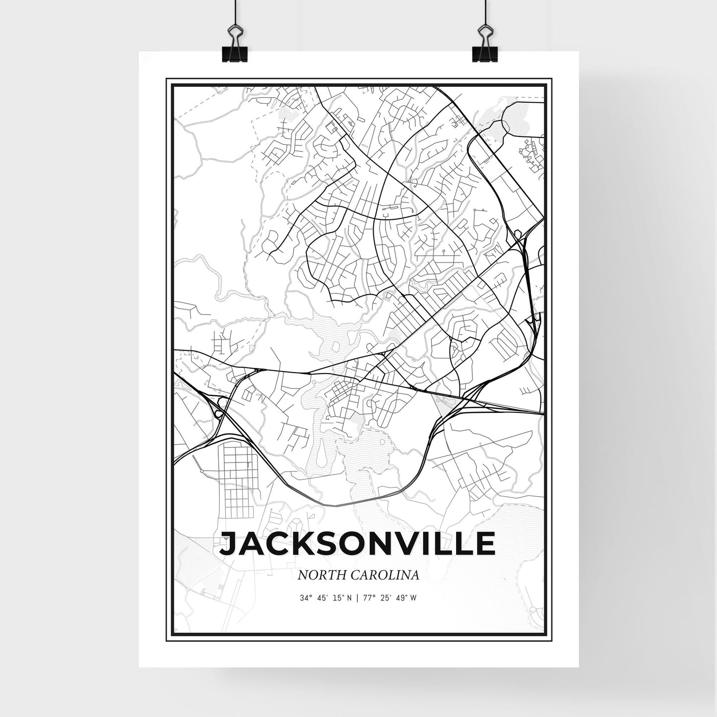 Jacksonville North Carolina - Premium City Map Poster