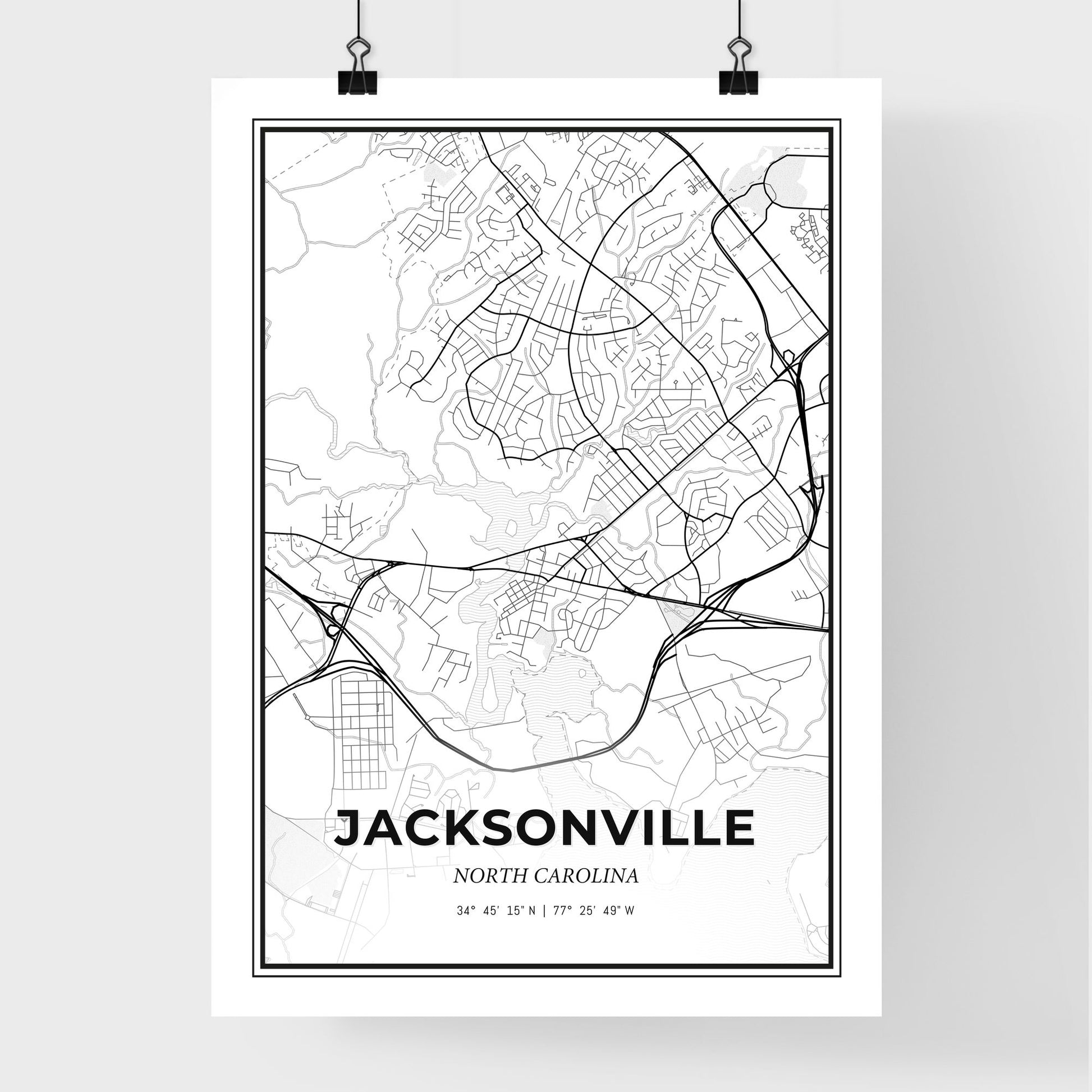 Jacksonville North Carolina - Premium City Map Poster