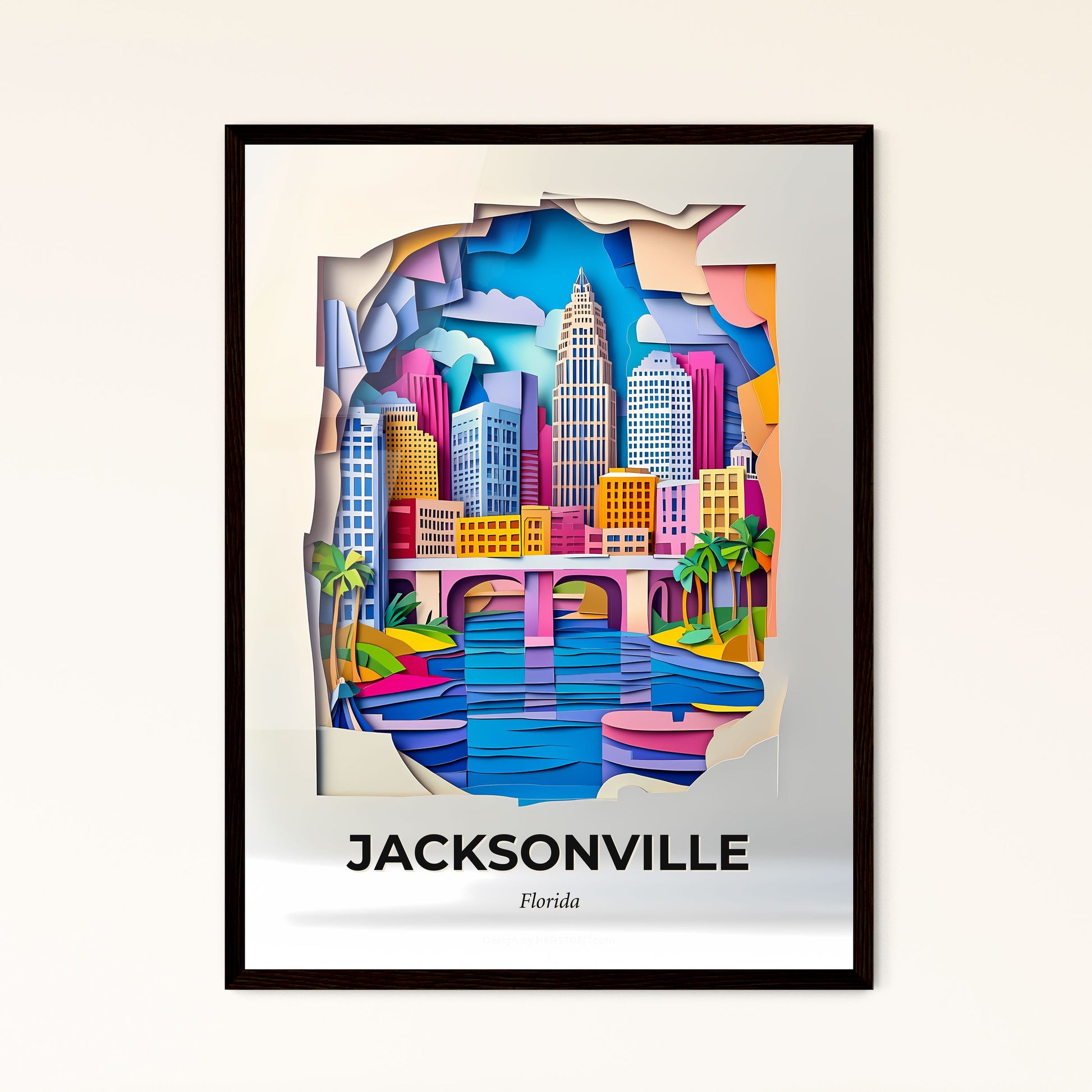 Vivid Jacksonville, Florida - a paper cut of a city with a river