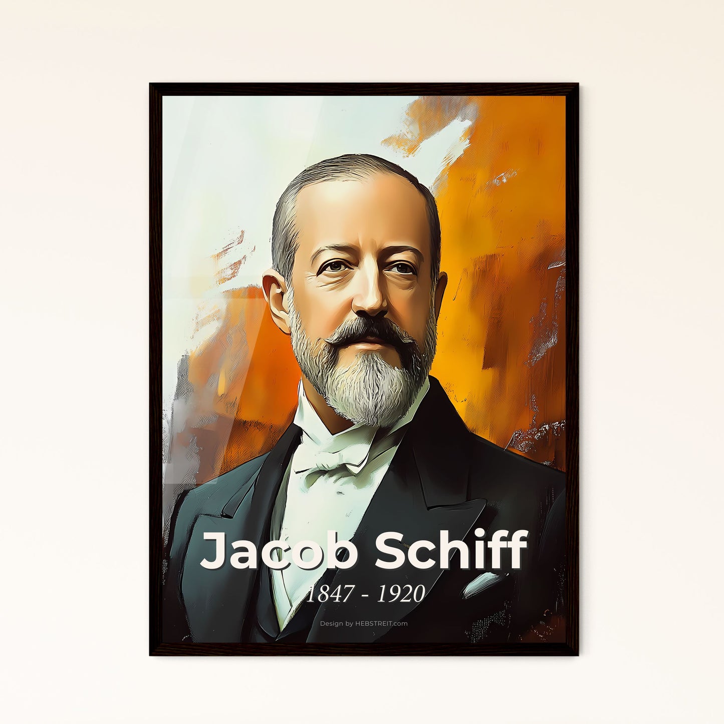 Portrait of Jacob Schiff, 1847 - 1920. Impressionistic painting of a man in a suit.