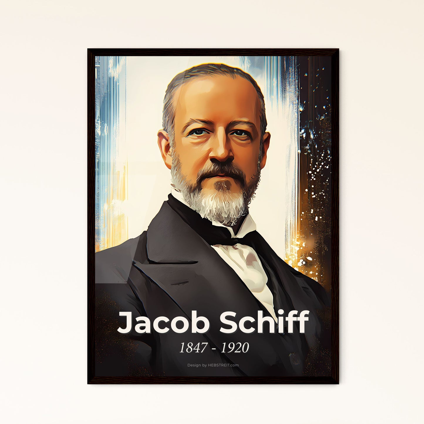 Portrait of Jacob Schiff, 1847 - 1920. Impressionistic painting of a man in a suit.