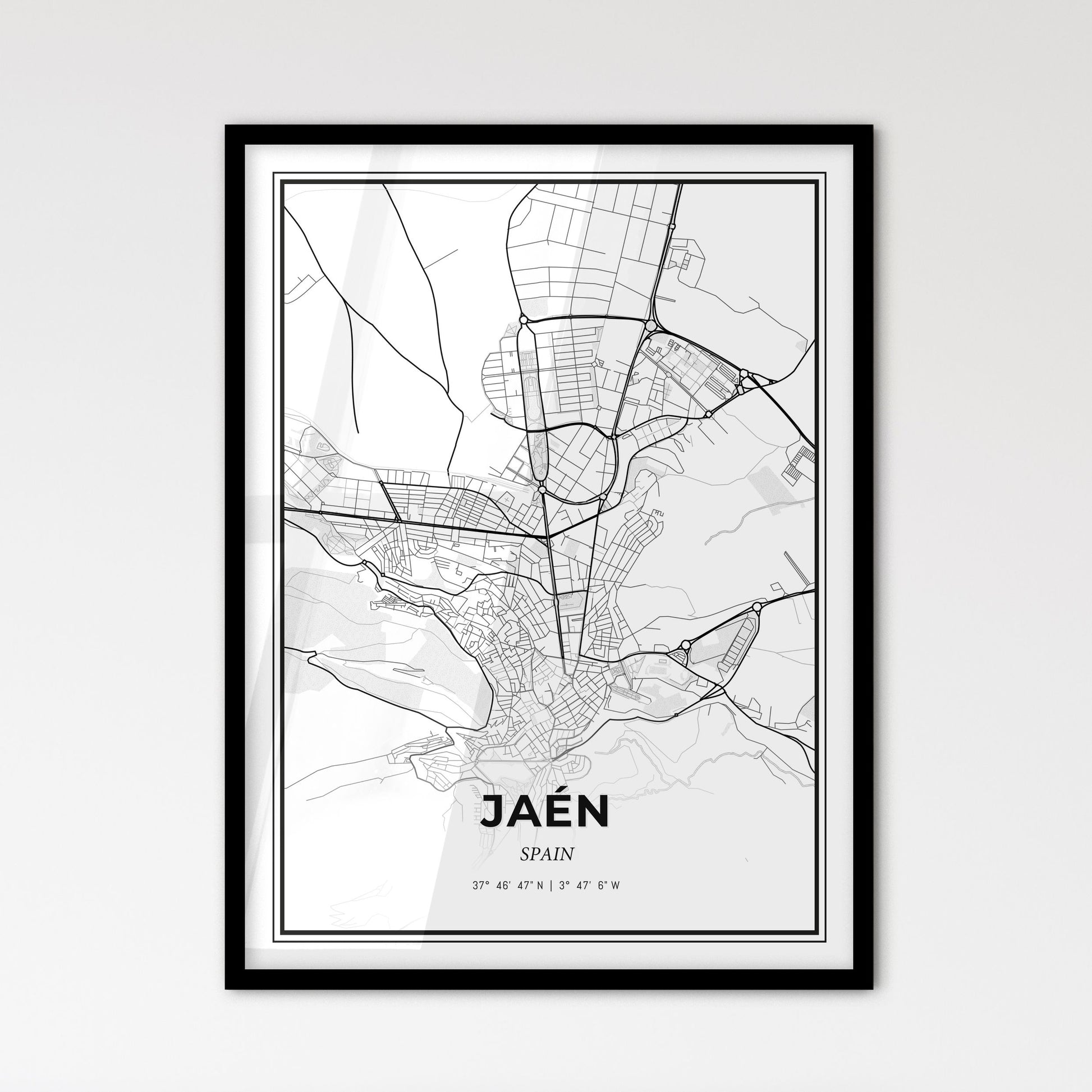 Jaén Spain - Scandinavian Style City Map for Modern Home Decor