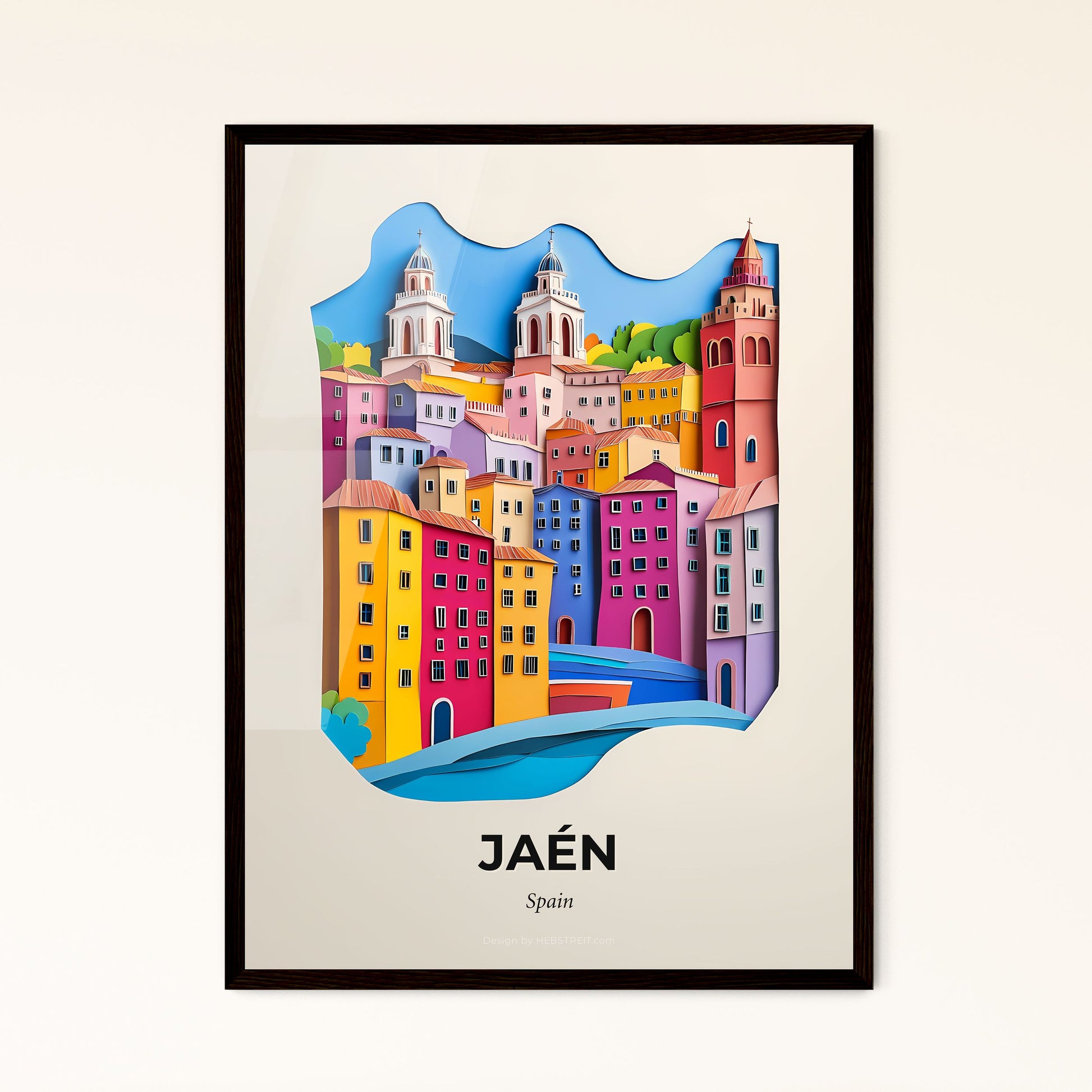 Vivid Jaén, Spain - a paper cut of a city with a river