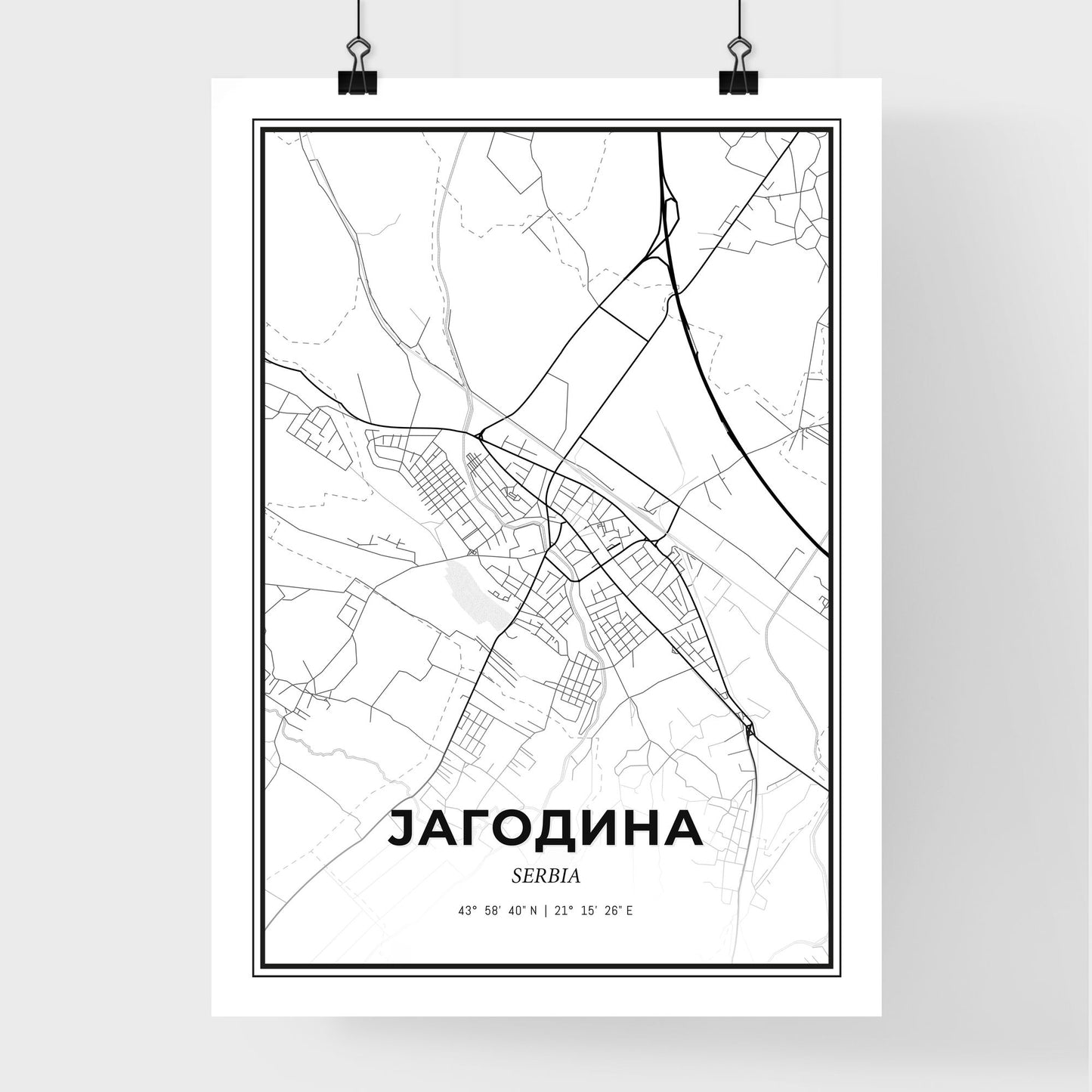 Jagodina Serbia - Premium City Map Poster