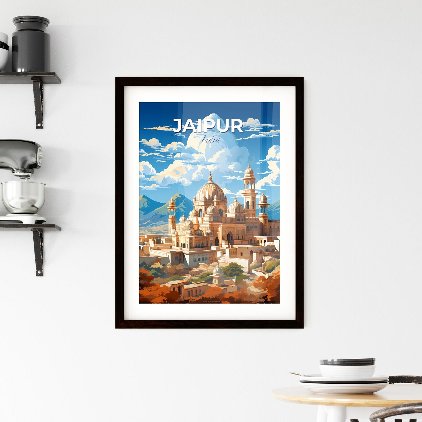 Colorful Majestic Jaipur Skyline Depicting Monumental Heritage and Mountainous Vista Default Title