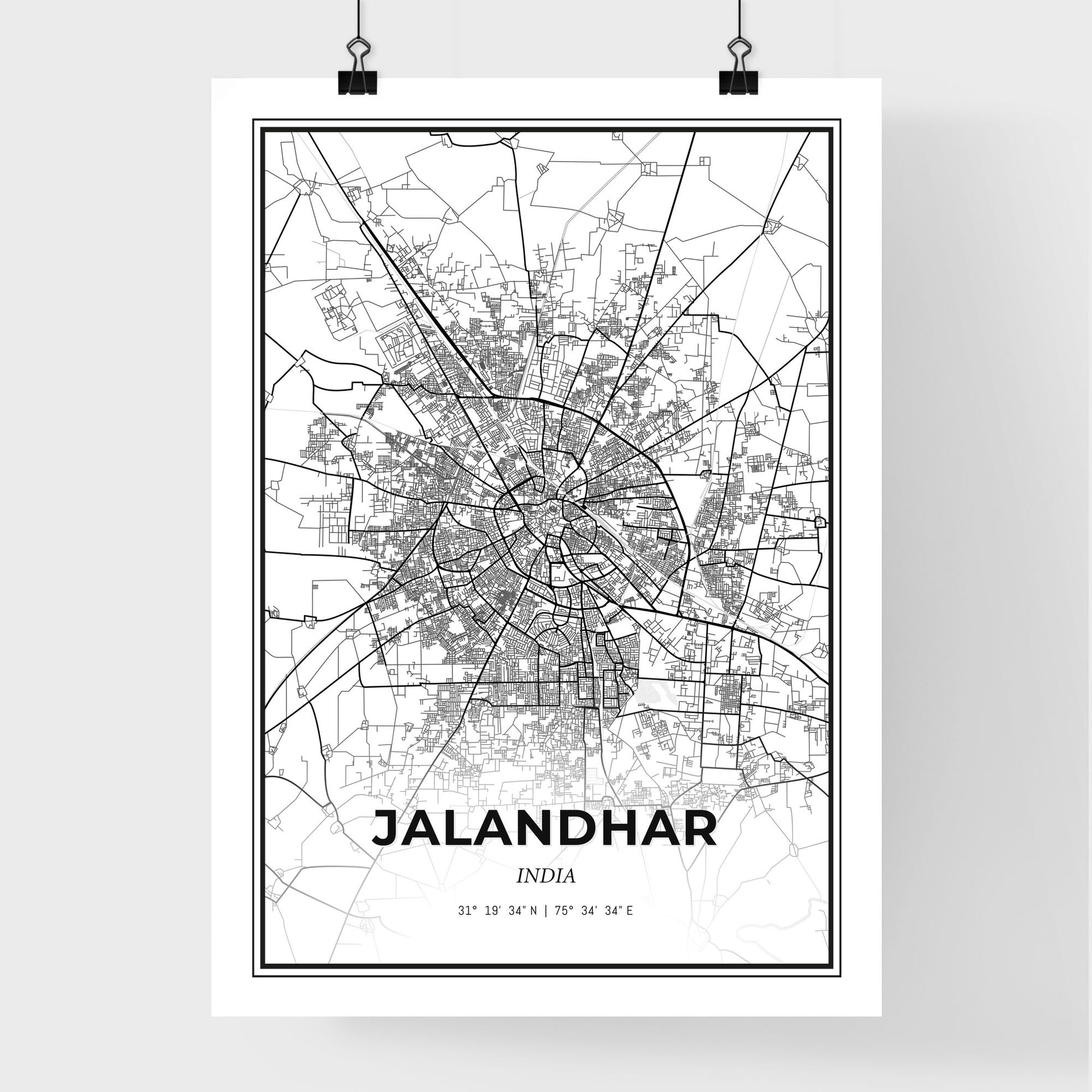 Jalandhar India - Premium City Map Poster