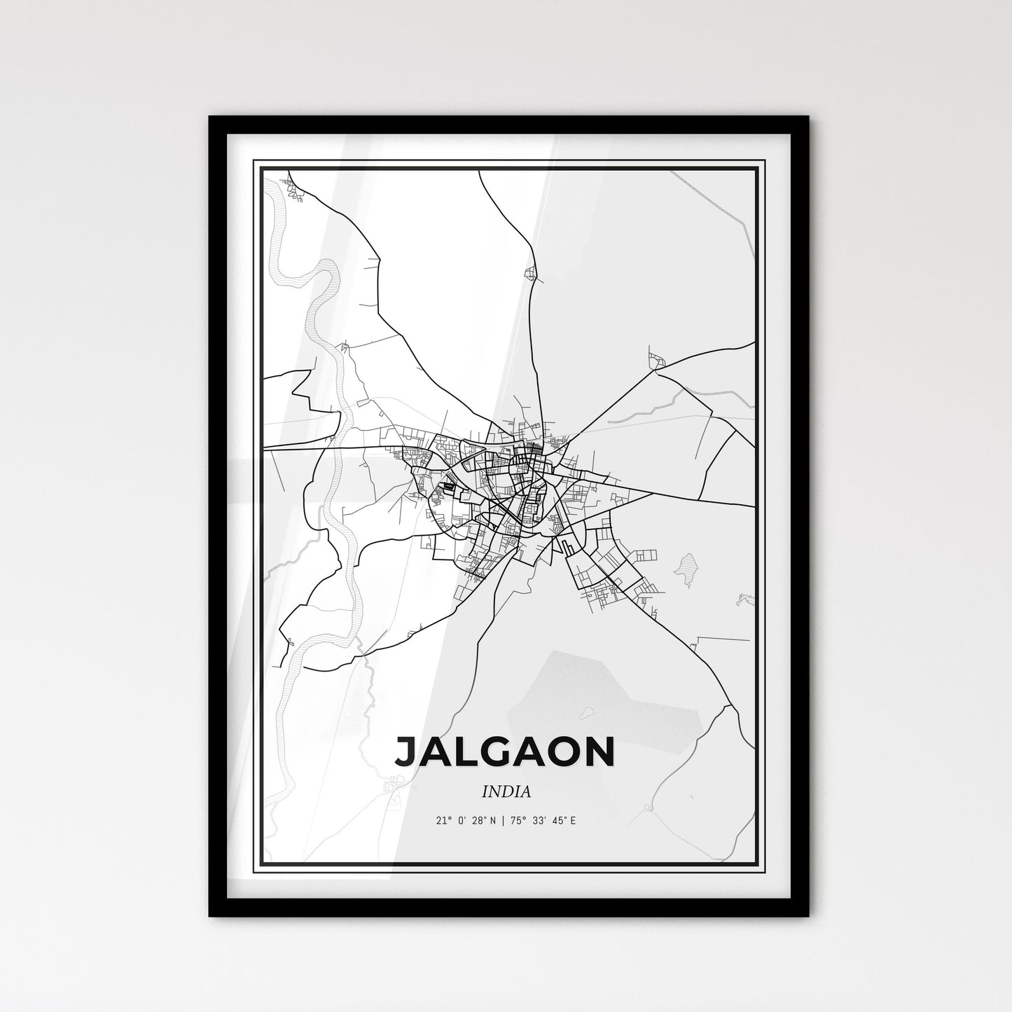 Jalgaon India - Scandinavian Style City Map for Modern Home Decor