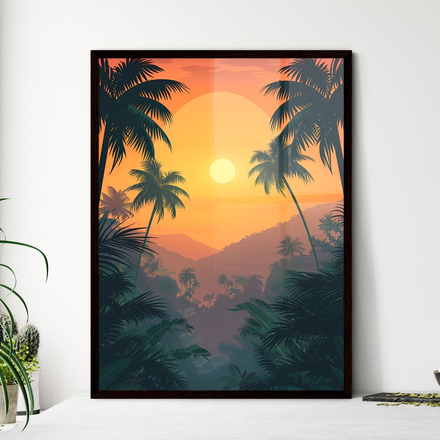 Jamaica Sunset Painting Tropical Forest Artwork Caribbean Nature Default Title