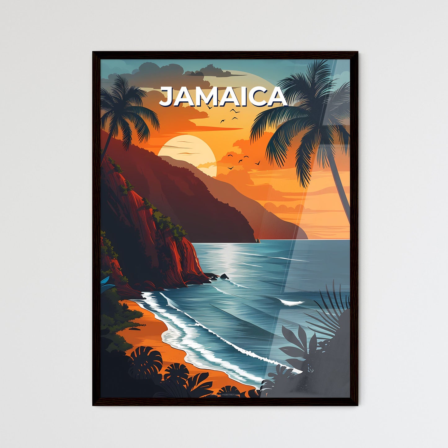Jamaican Beach Sunset - Framed Art Print