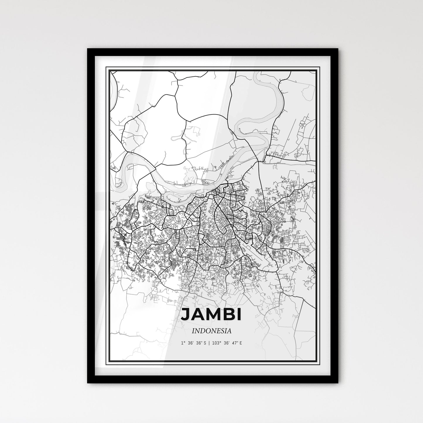 Jambi Indonesia - Scandinavian Style City Map for Modern Home Decor