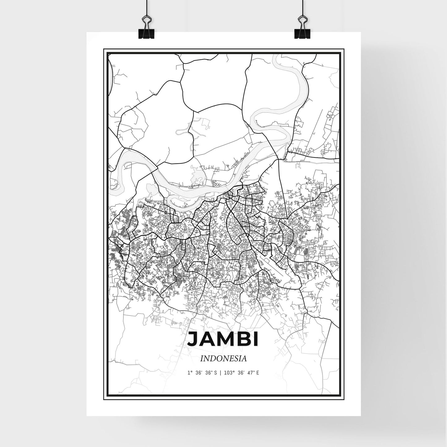 Jambi Indonesia - Premium City Map Poster