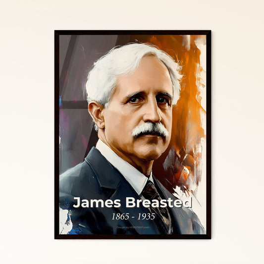 Portrait of James Breasted, 1865 - 1935. Impressionistic painting of a man with a mustache.