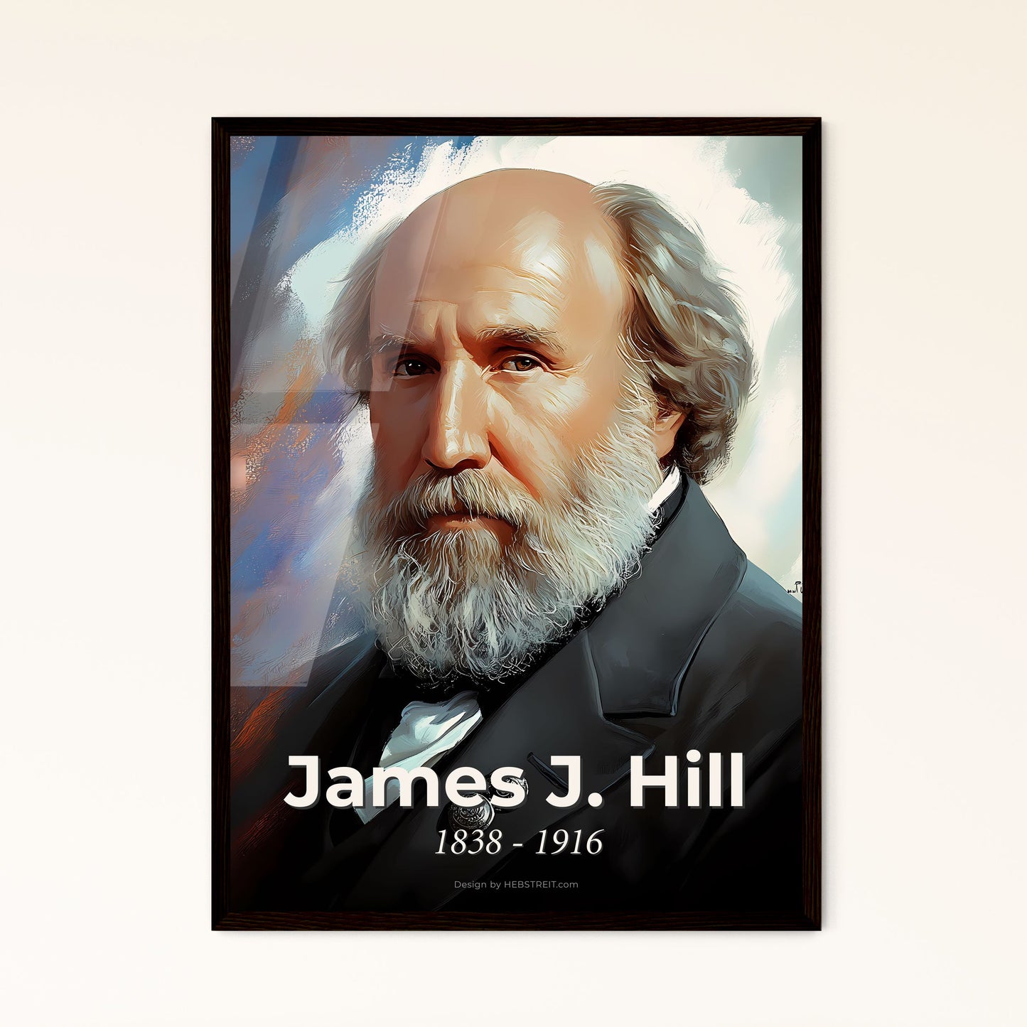 Portrait of James J. Hill, 1838 - 1916. Impressionistic painting of a man with a beard.