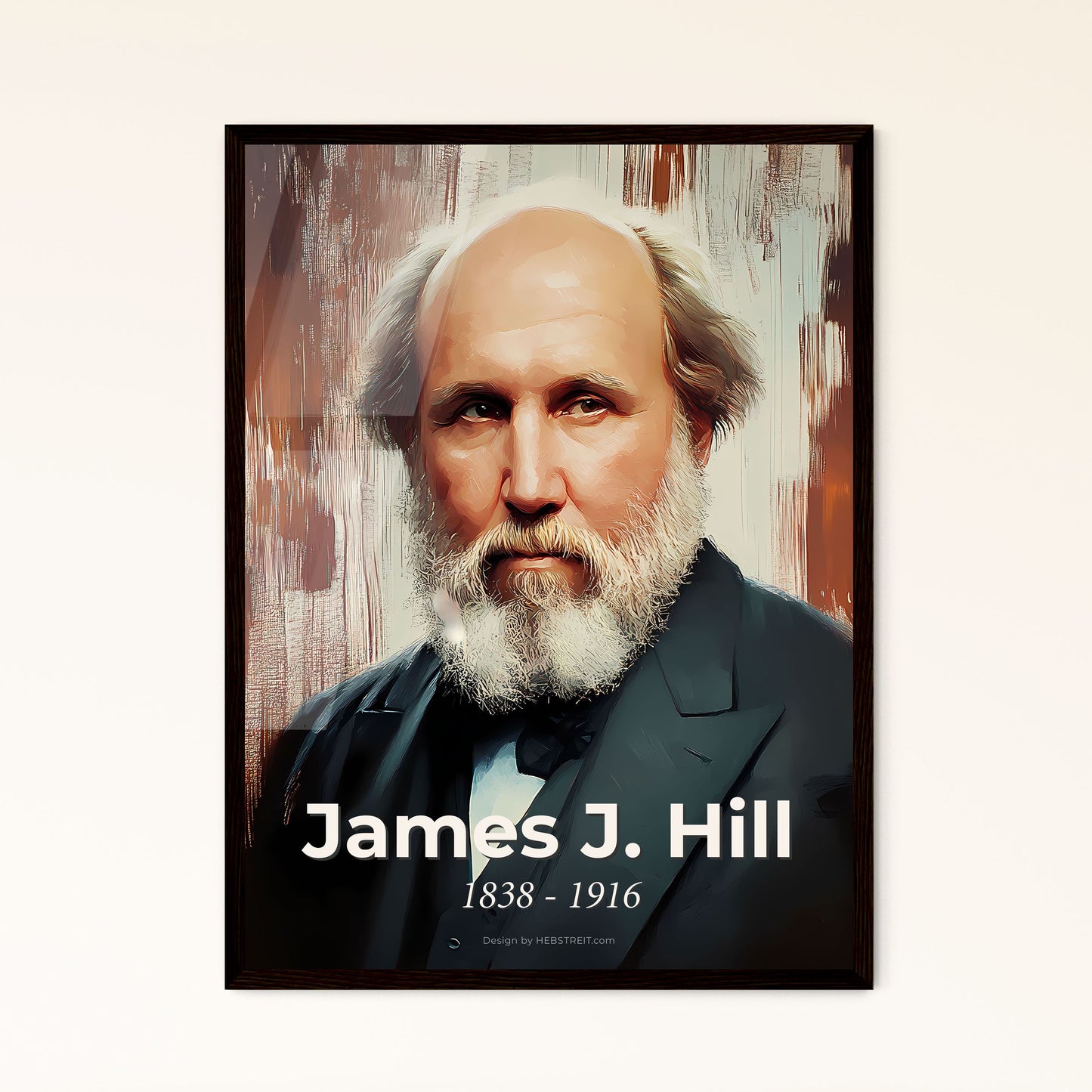 Portrait of James J. Hill, 1838 - 1916. Impressionistic painting of a man with a beard.