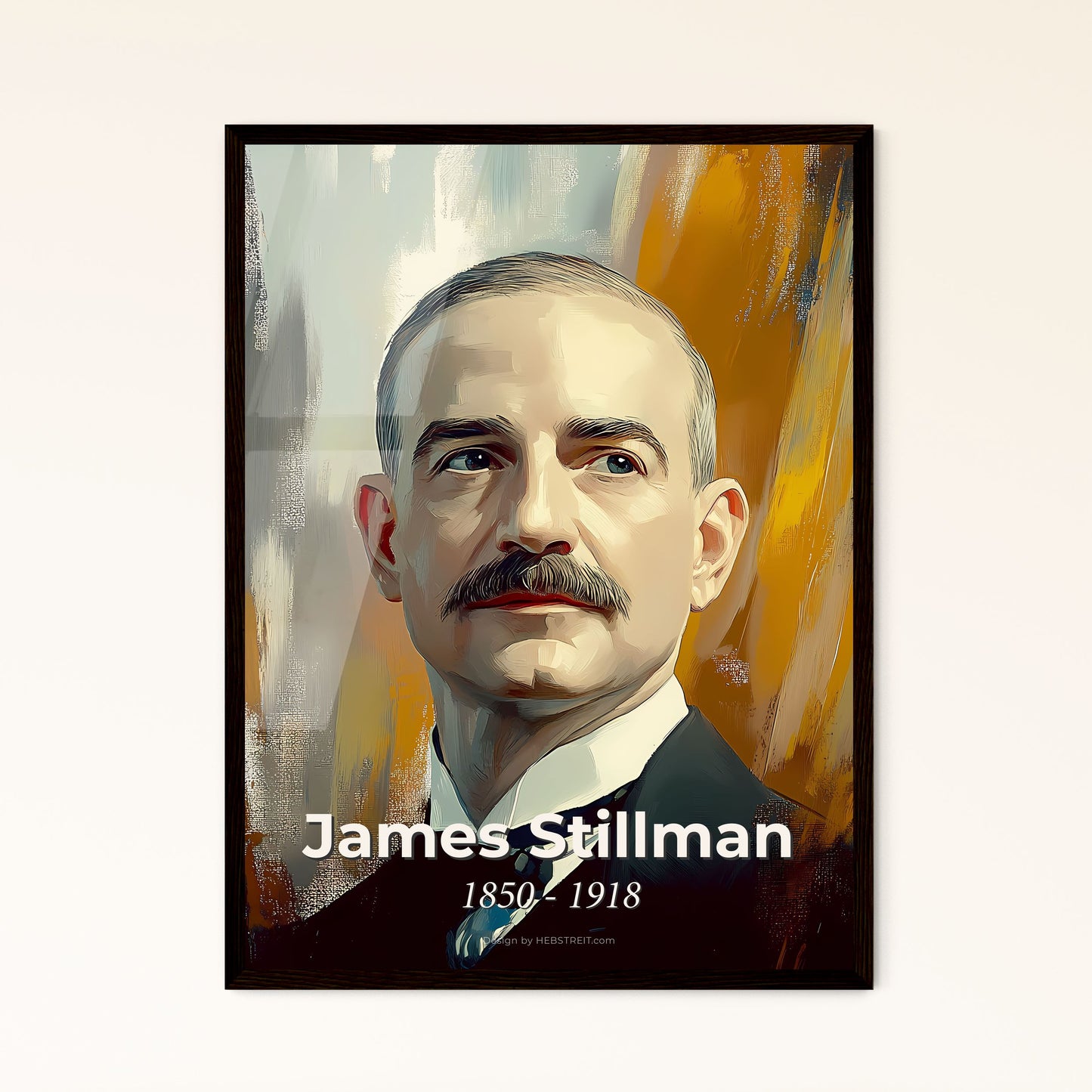 Portrait of James Stillman, 1850 - 1918. Impressionistic painting of a man with a mustache.