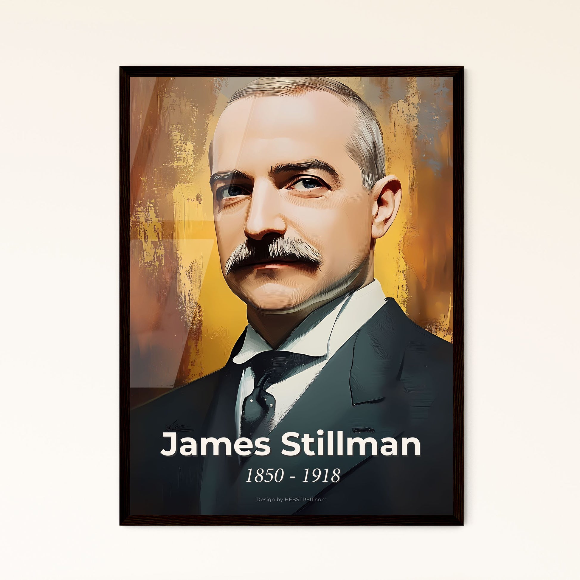 Portrait of James Stillman, 1850 - 1918. Impressionistic painting of a man with a mustache.