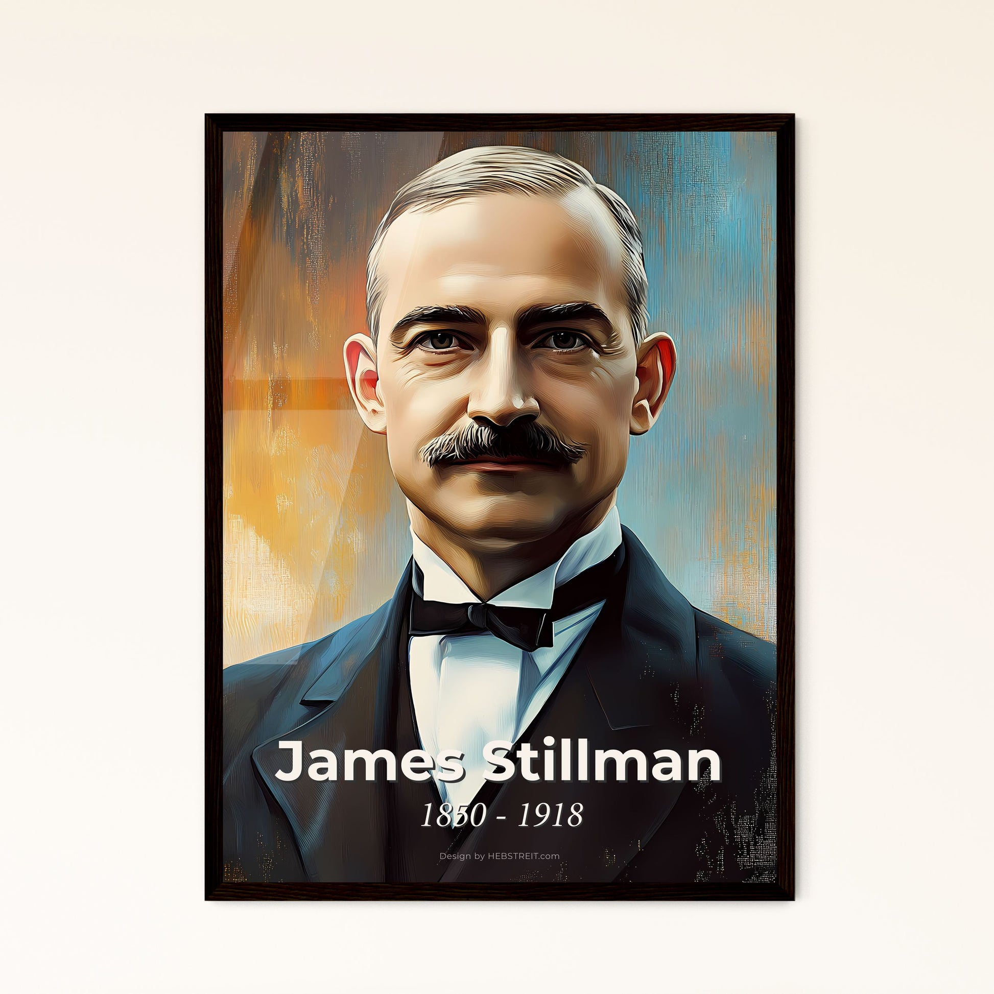 Portrait of James Stillman, 1850 - 1918. Impressionistic painting of a man with a mustache.