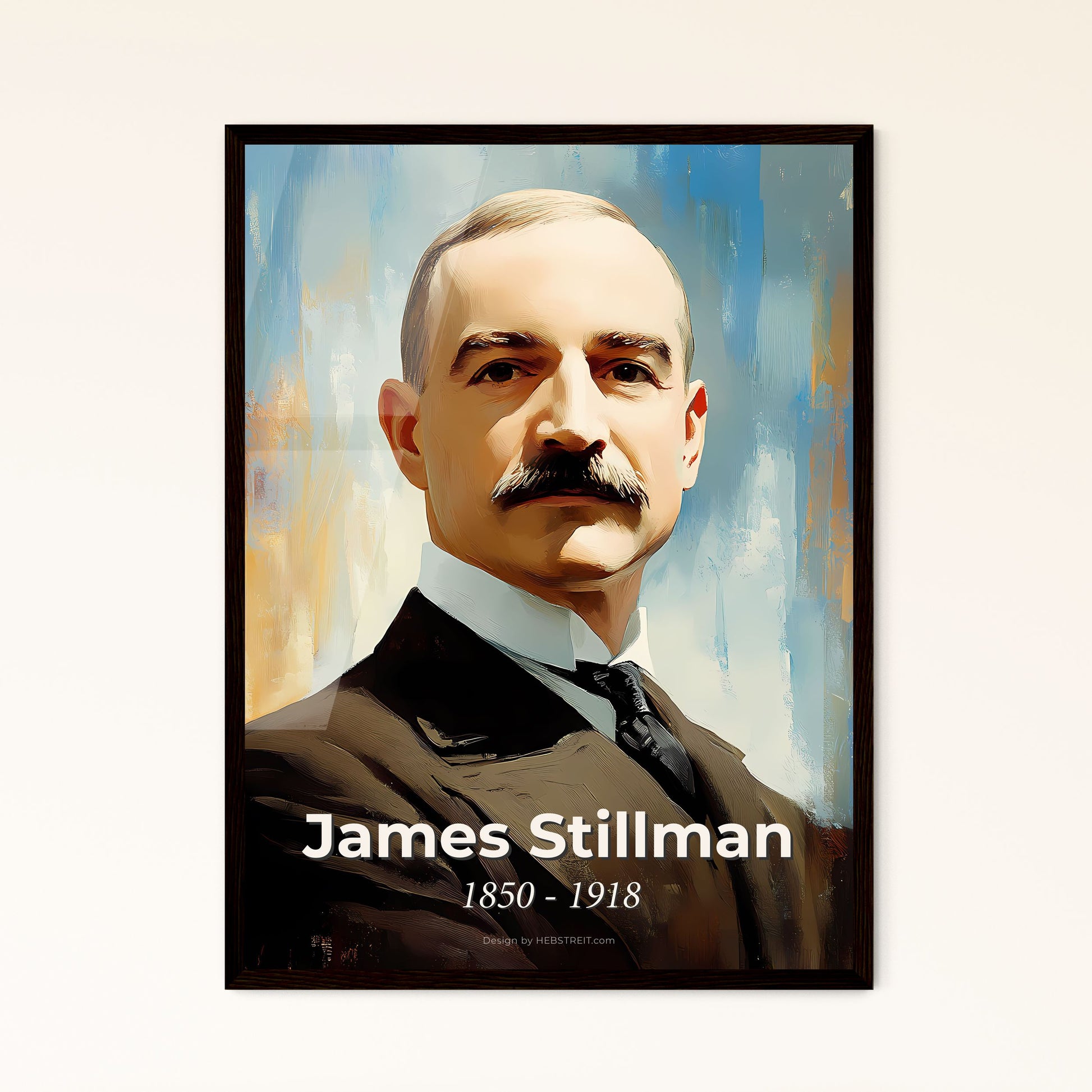 Portrait of James Stillman, 1850 - 1918. Impressionistic painting of a man with a mustache.