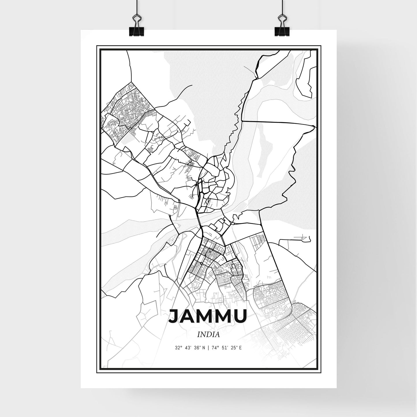 Jammu India - Premium City Map Poster