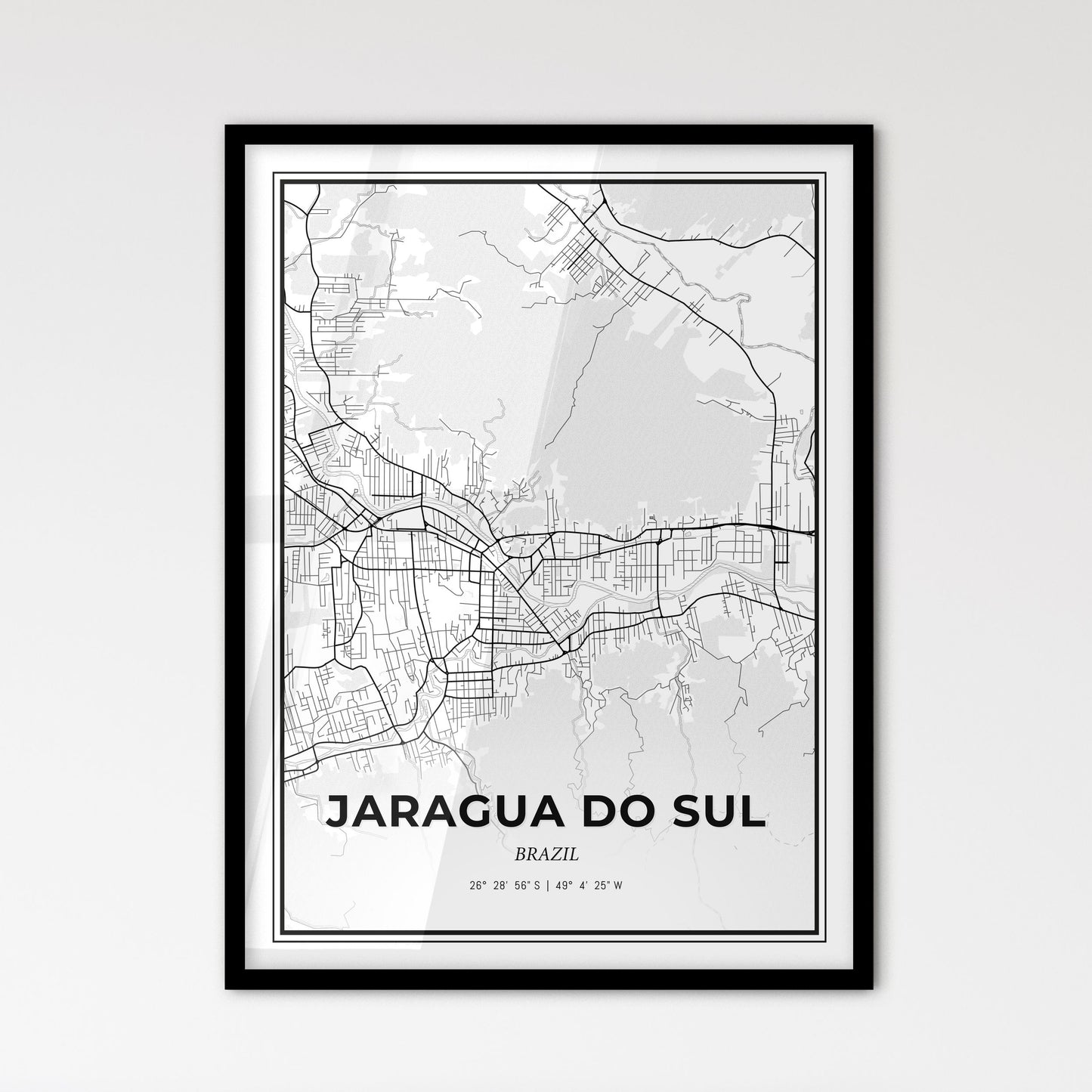 Jaragua do Sul Brazil - Scandinavian Style City Map for Modern Home Decor