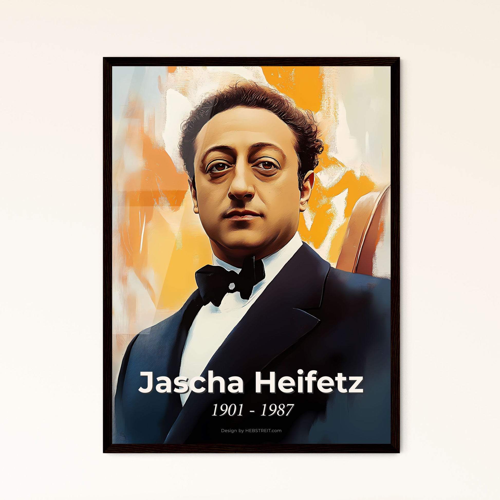 Portrait of Jascha Heifetz, 1901 - 1987. Impressionistic painting of a man in a suit.