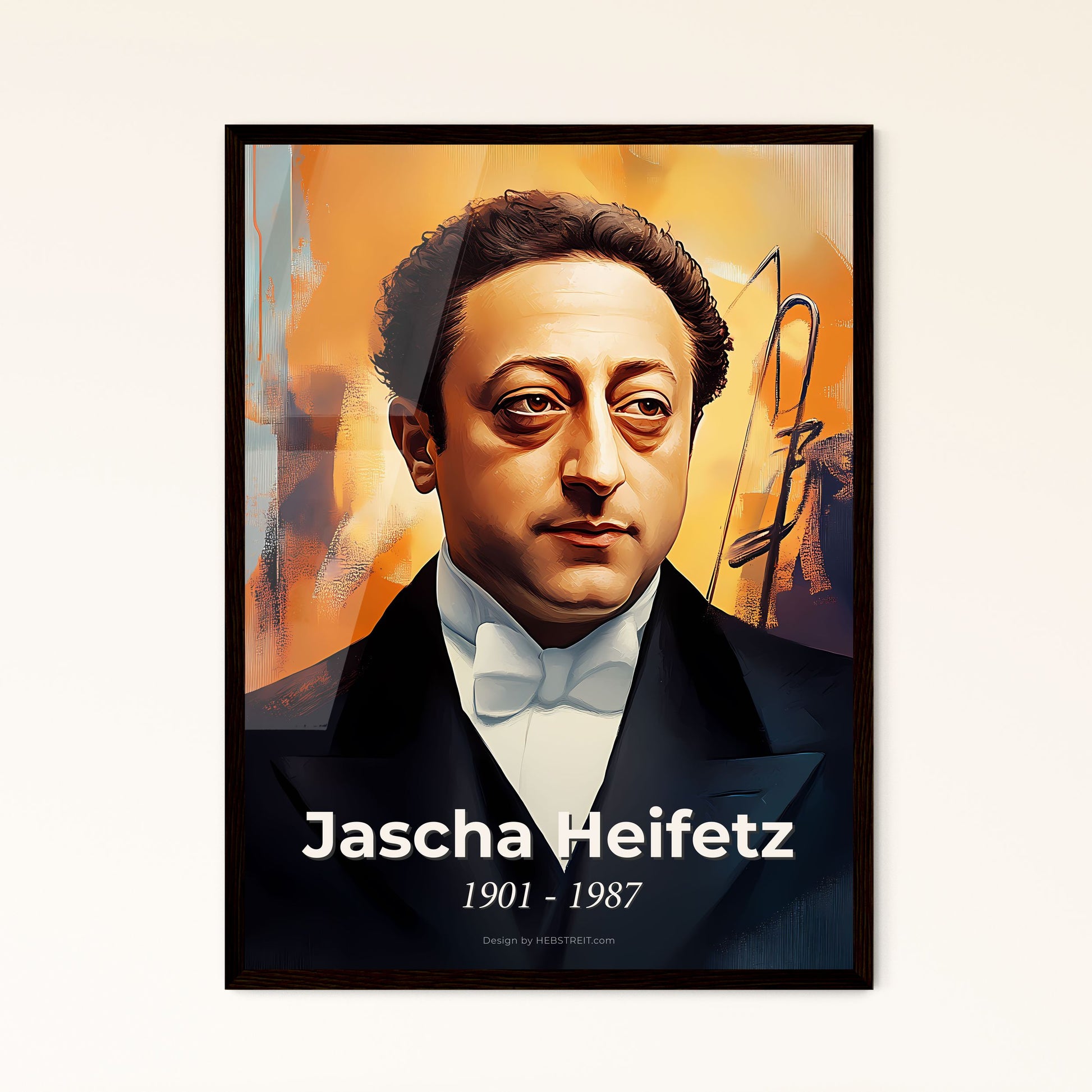 Portrait of Jascha Heifetz, 1901 - 1987. Impressionistic painting of a man in a suit.