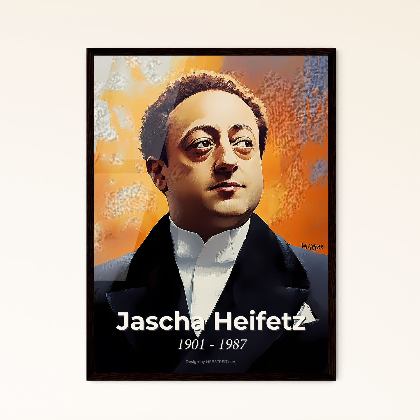 Portrait of Jascha Heifetz, 1901 - 1987. Impressionistic painting of a man in a suit.