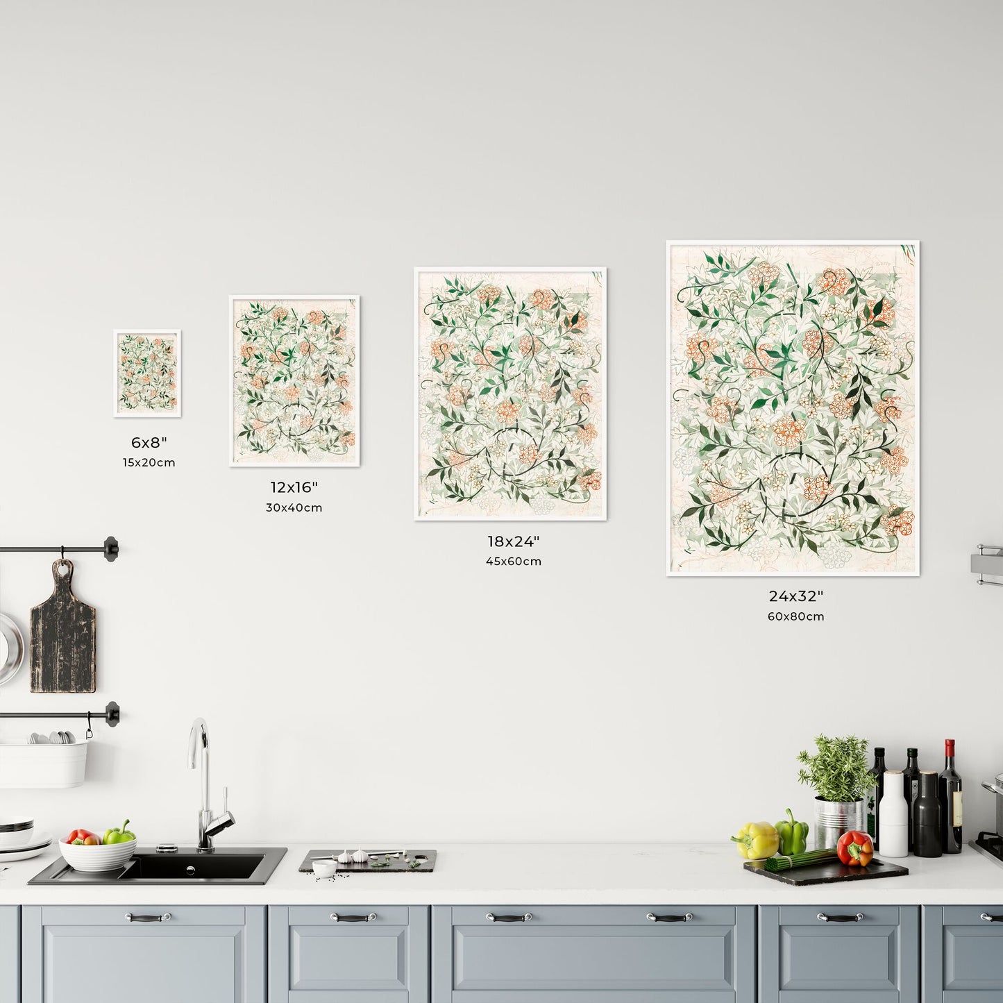 Jasmine Pattern Artwork by William Morris Size Chart