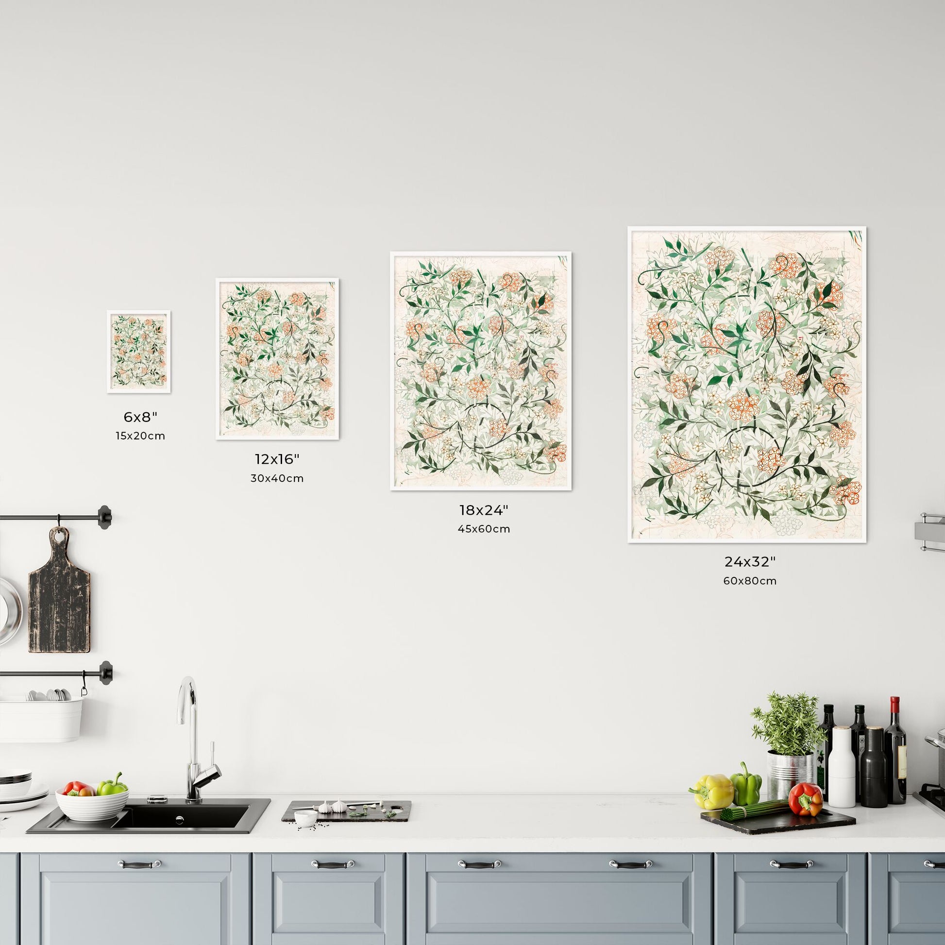 Jasmine Pattern Artwork by William Morris Size Chart