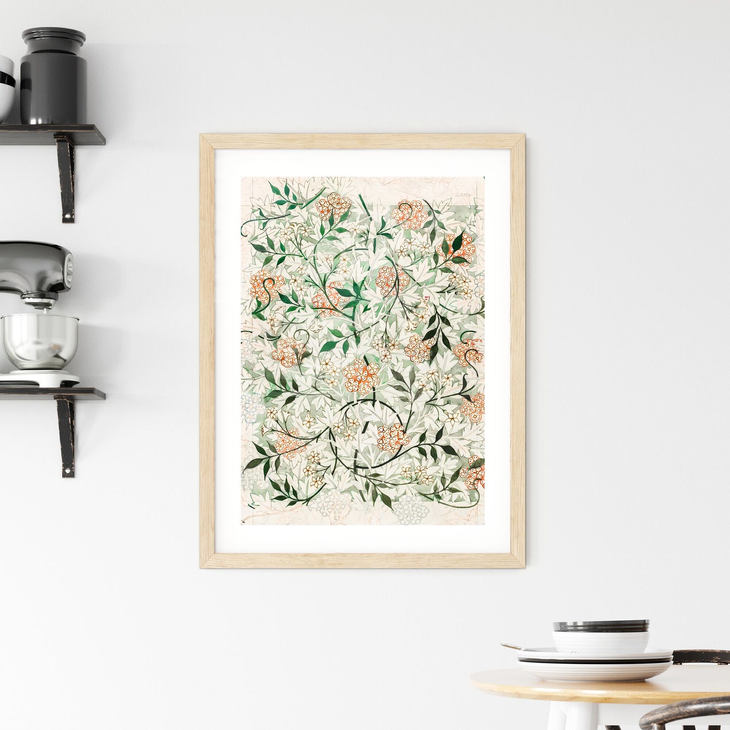 Framed Print of Jasmine Pattern Artwork by William Morris