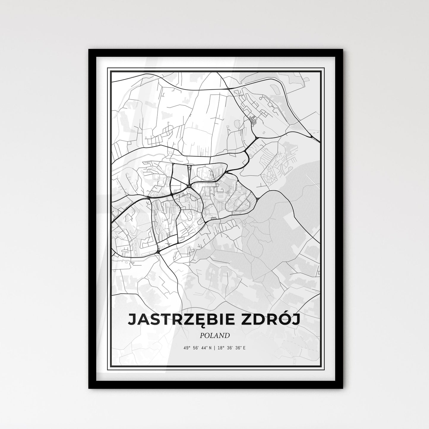 Jastrzębie Zdrój Poland - Scandinavian Style City Map for Modern Home Decor