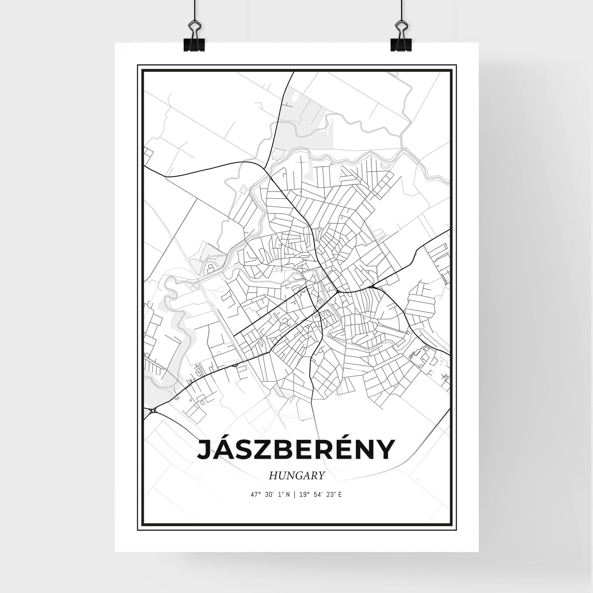 Jászberény Hungary - Premium City Map Poster