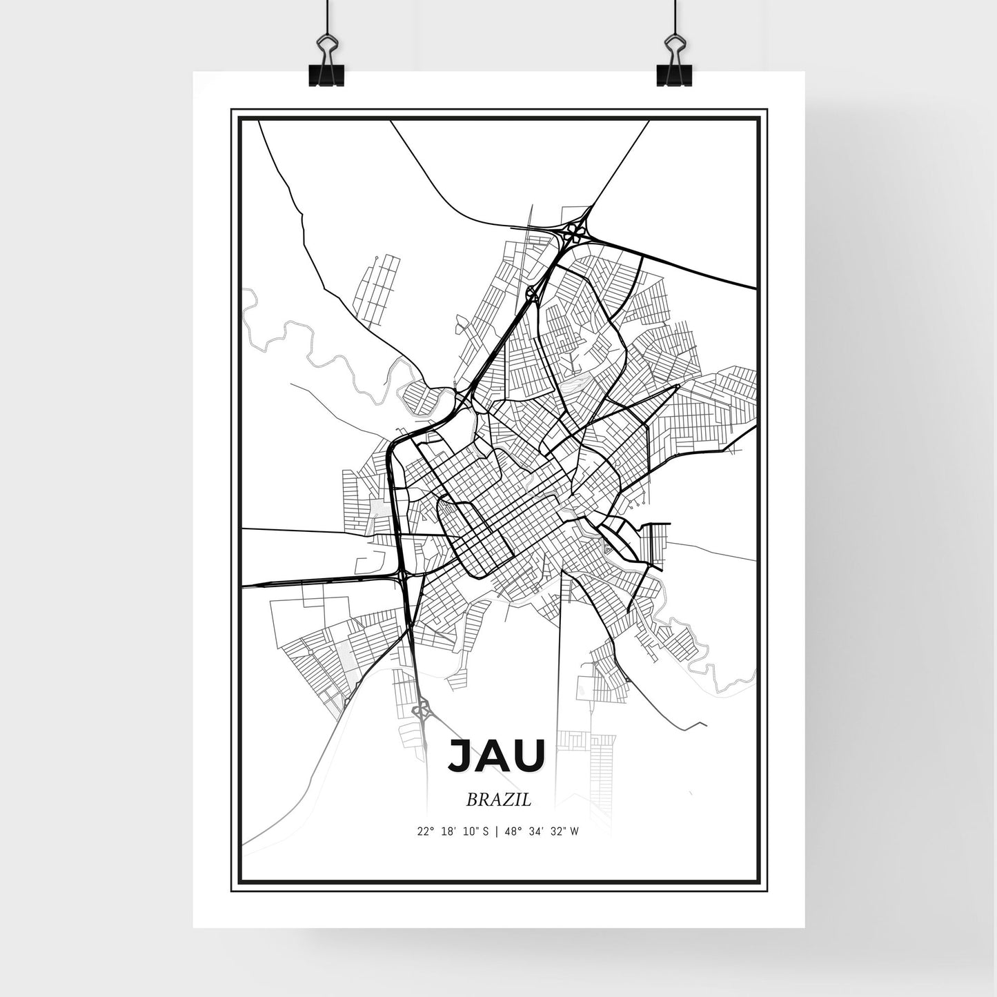 Jau Brazil - Premium City Map Poster