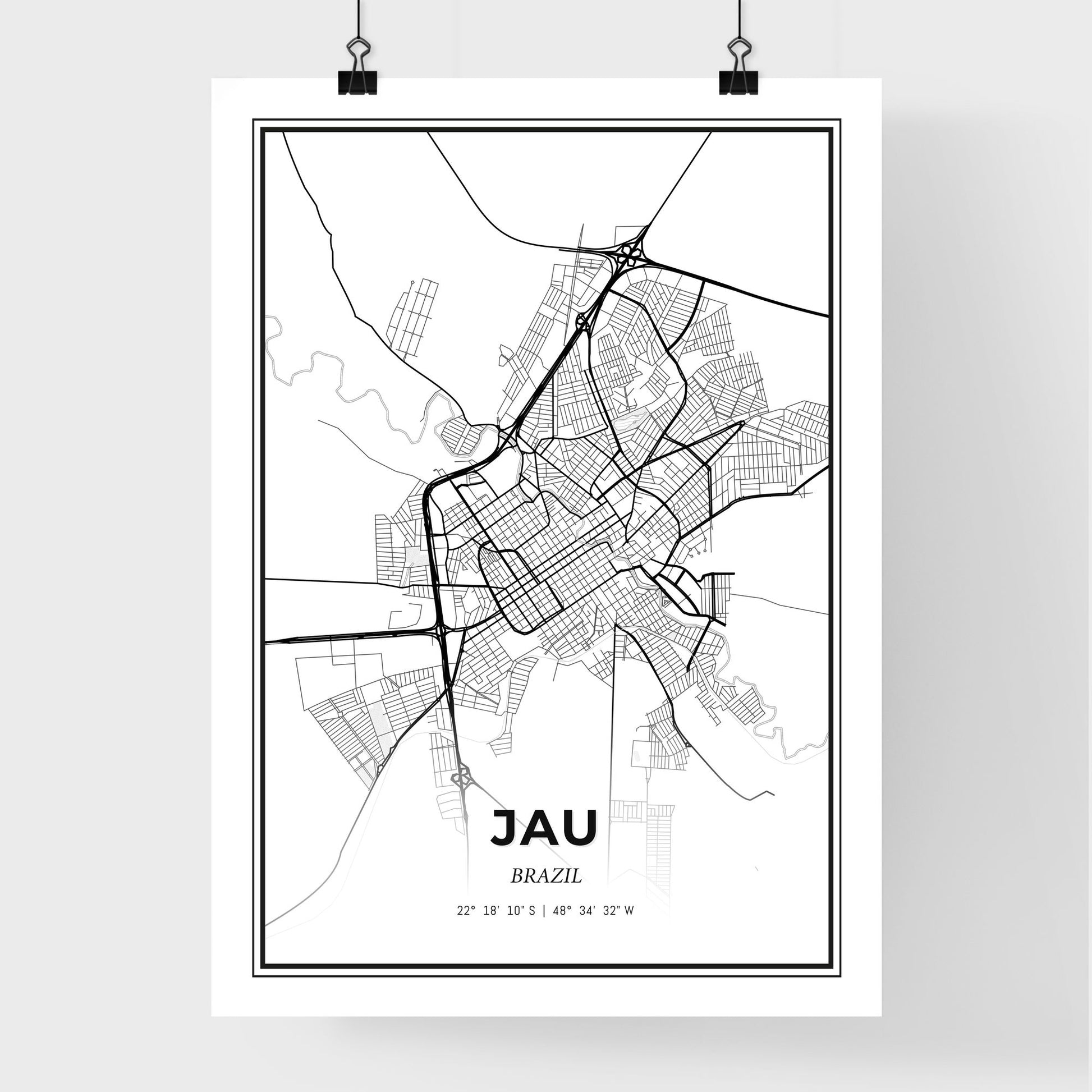 Jau Brazil - Premium City Map Poster