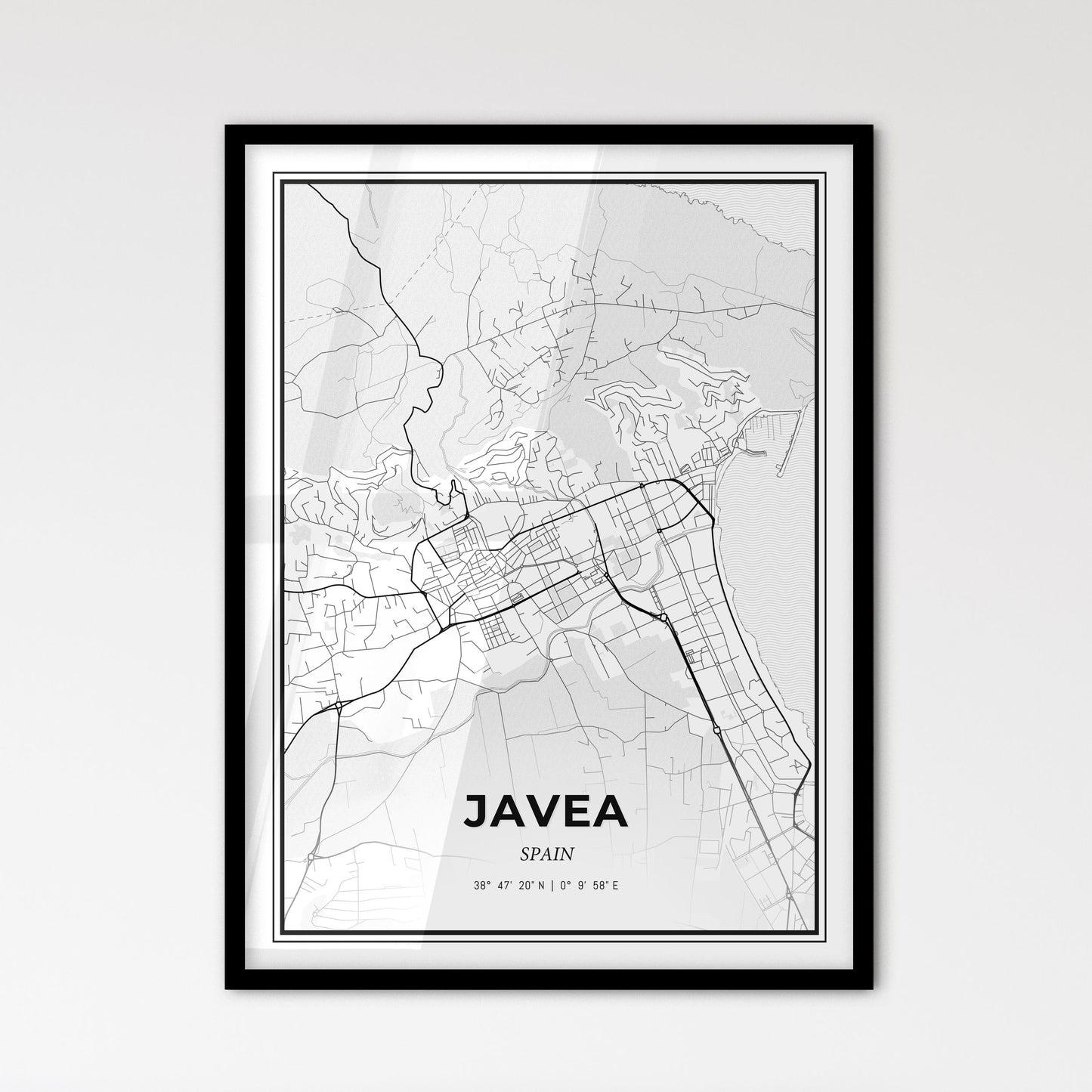 Javea Spain - Scandinavian Style City Map for Modern Home Decor