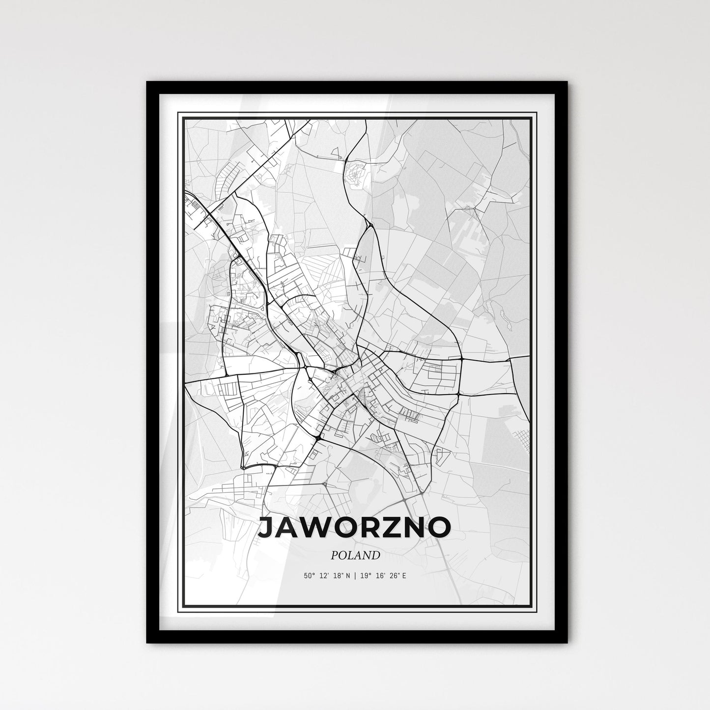 Jaworzno Poland - Scandinavian Style City Map for Modern Home Decor