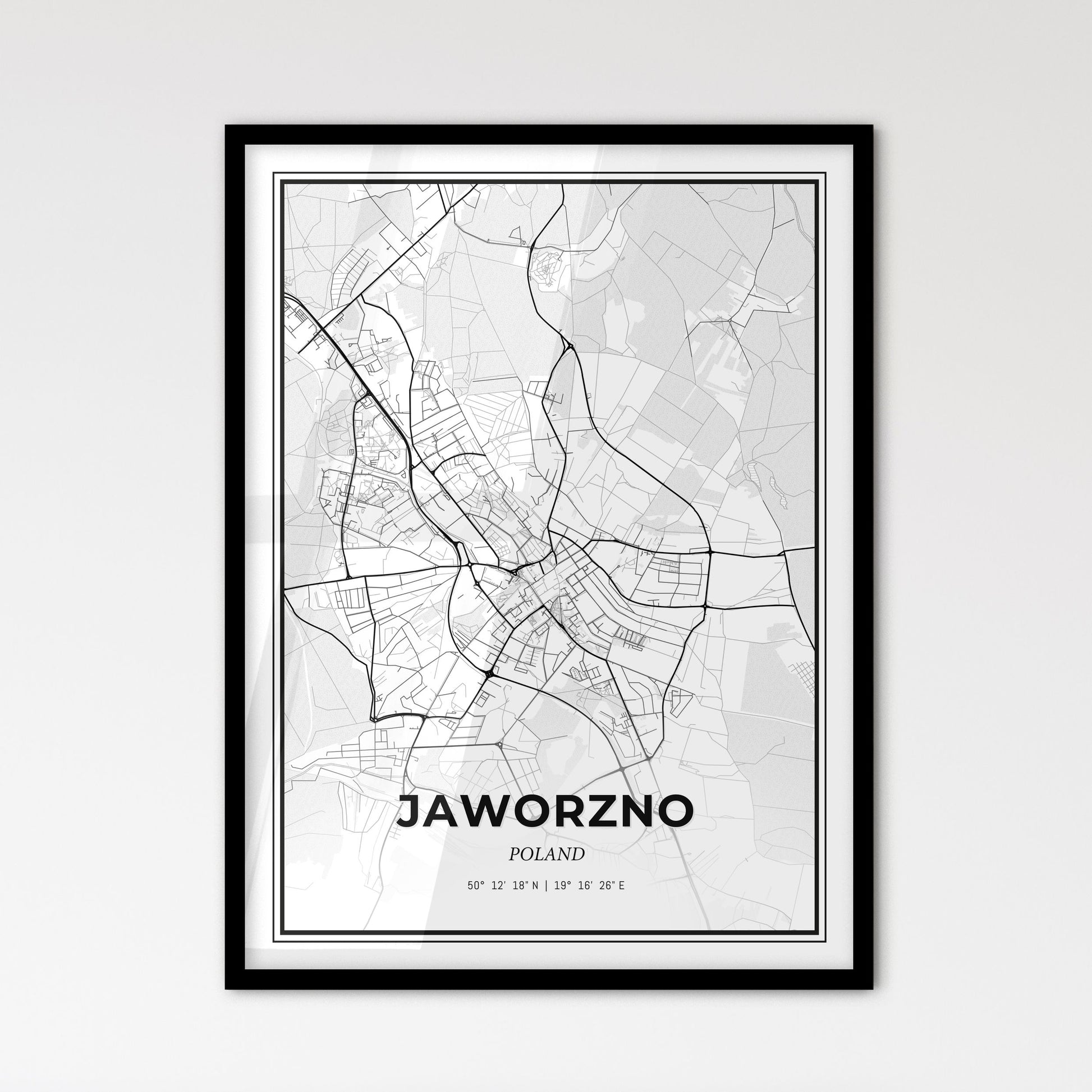 Jaworzno Poland - Scandinavian Style City Map for Modern Home Decor