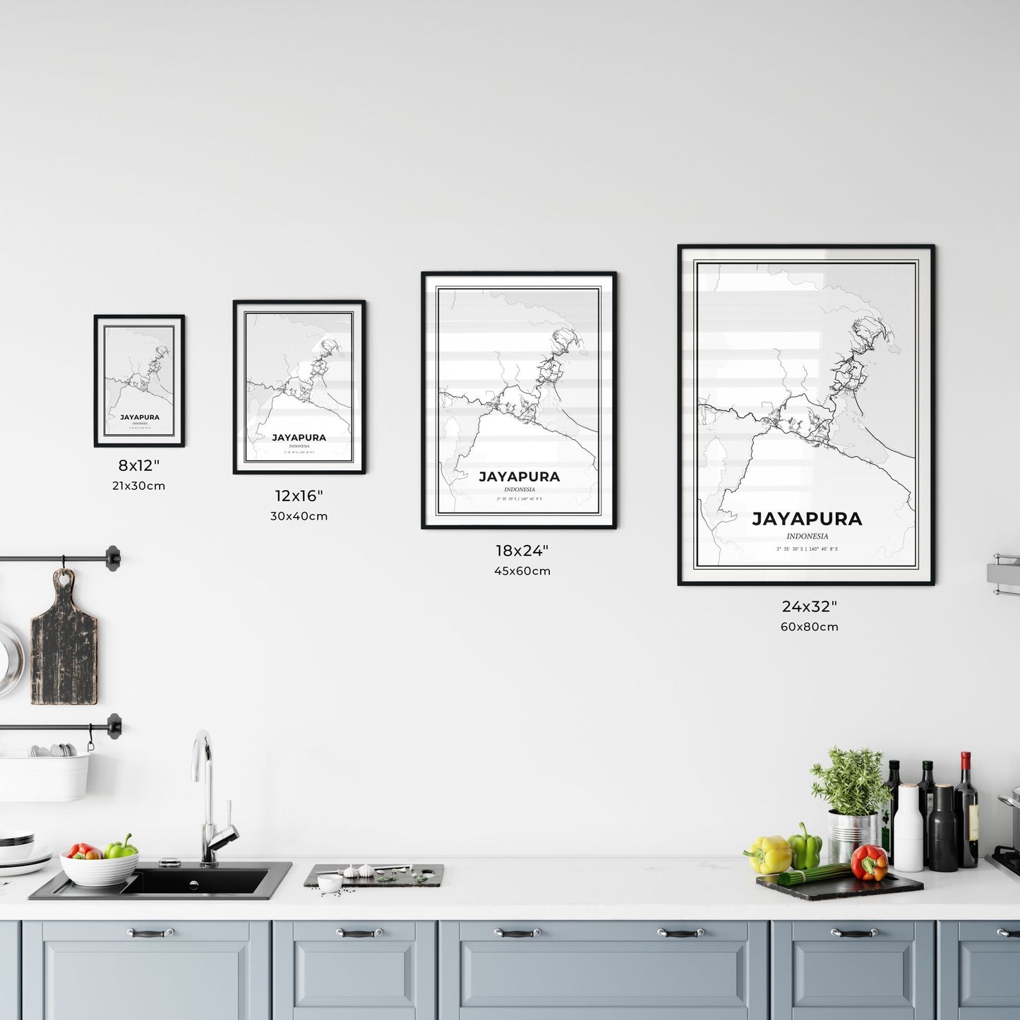 Jayapura Indonesia - Customizable Modern City Map