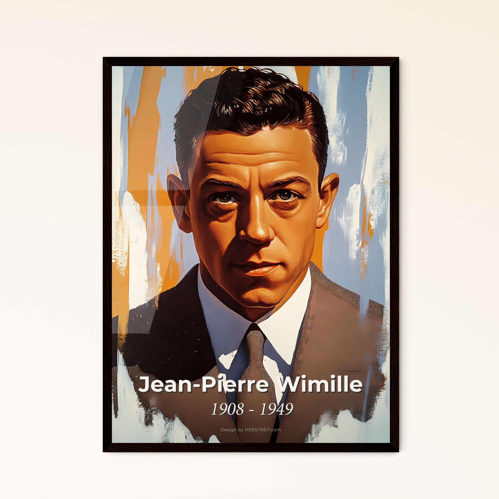 Portrait of Jean-Pierre Wimille, 1908 - 1949. Impressionistic painting of a man in a suit and tie.