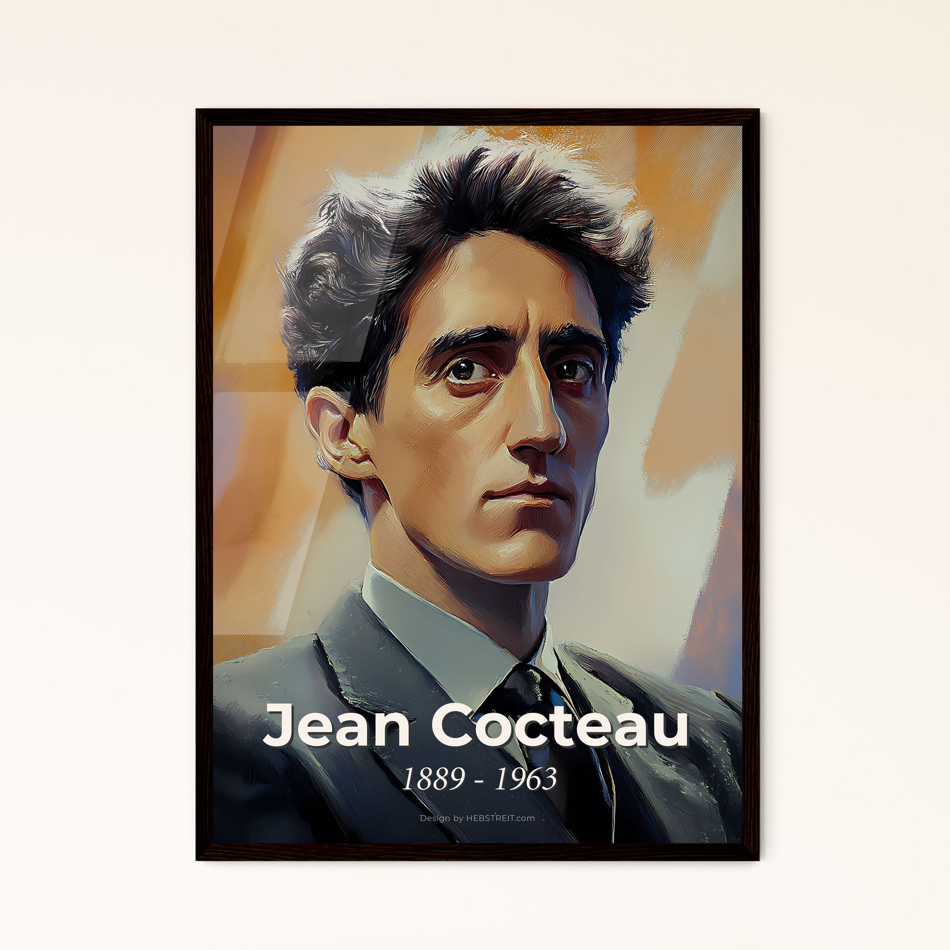 Portrait of Jean Cocteau, 1889 - 1963. Impressionistic painting of a man in a suit.