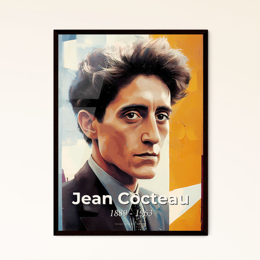 Portrait of Jean Cocteau, 1889 - 1963. Impressionistic painting of a man in a suit and tie.