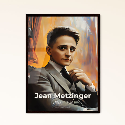 Portrait of Jean Metzinger, 1883 - 1956. Impressionistic painting of a man sitting in a chair.