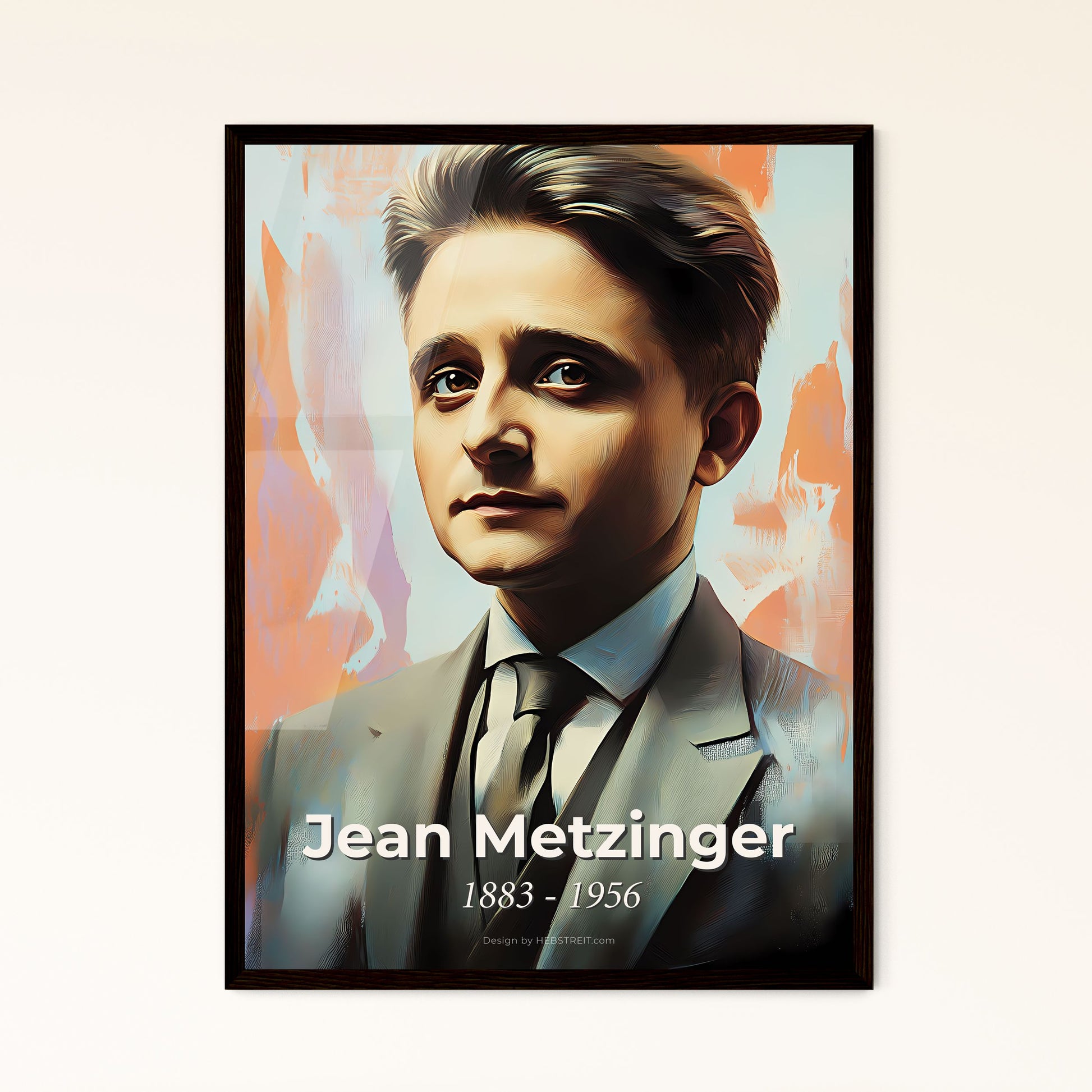 Portrait of Jean Metzinger, 1883 - 1956. Impressionistic painting of a man in a suit and tie.