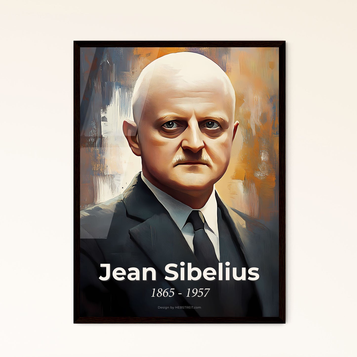 Portrait of Jean Sibelius, 1865 - 1957. Impressionistic painting of a man in a suit.