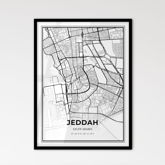 Jeddah Saudi Arabia - Scandinavian Style City Map for Modern Home Decor