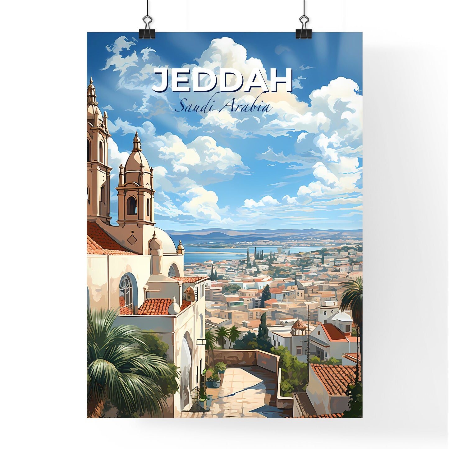 Jeddah Skyline Vibrant Art Painting Building Tower Cityscape Landscape Modern Colorful Default Title