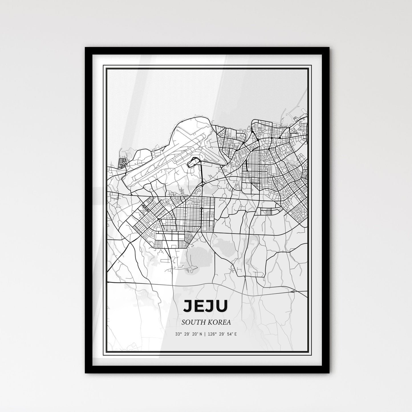 Jeju South Korea - Scandinavian Style City Map for Modern Home Decor